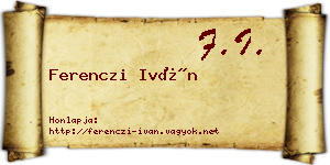 Ferenczi Iván névjegykártya